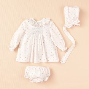 Vestido con capota puntitos multicolor