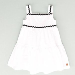 Vestido blanco ribete negro