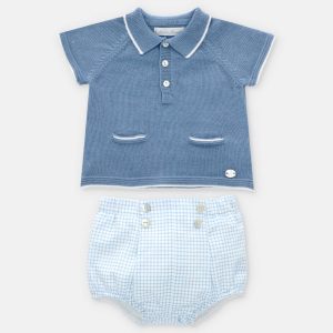 Conjunto punto y tela noto azul