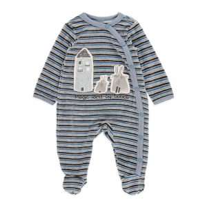 Pelele terciopelo listado de bebé