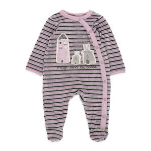 Pelele terciopelo listado de bebé