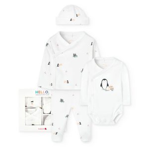 Conjunto punto de bebé estampado pingüinos