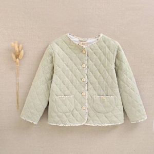 Chaqueta acolchada verde bolsillos