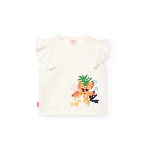 Camiseta punto niña flor baja