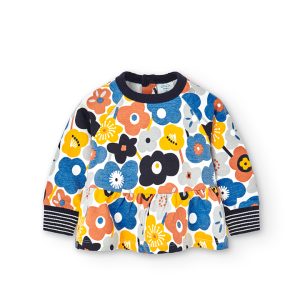 Sudadera felpa flores de bebé niña