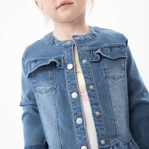 Cazadora denim punto de bebé niña -BCI lavado bleach