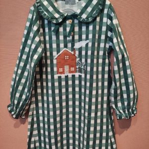 Vestido felpa cuadros verde botella casita