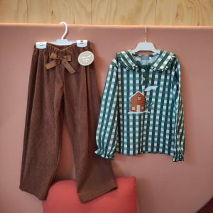 Sudadera cuadros verde botella casita con cuello