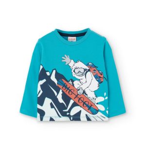 Camiseta punto de bebé niño -BCI turquesa