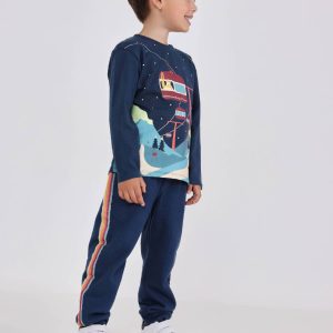 Pantalón felpa azzurro