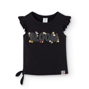 Camiseta punto elástico de niña NEGRO