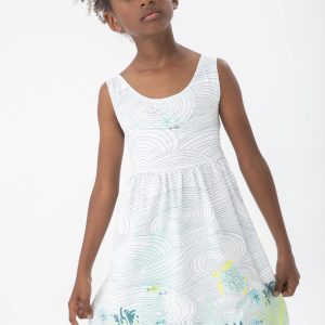 Vestido punto flamé de niña -BCI blanco