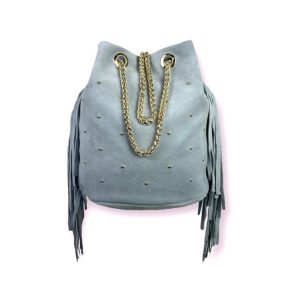Bolso de Piel Italiana con Flecos Laterales y Tachuelas para Mujer