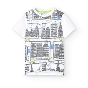 Camiseta punto estampada de niño BLANCO