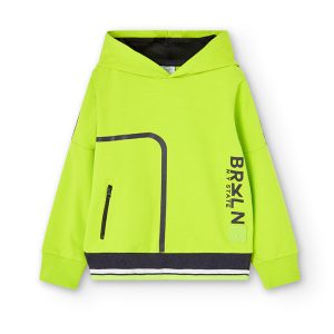 Sudadera felpa con capucha de niño lime