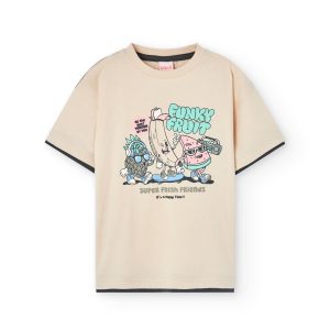 Camiseta punto marfil frutas