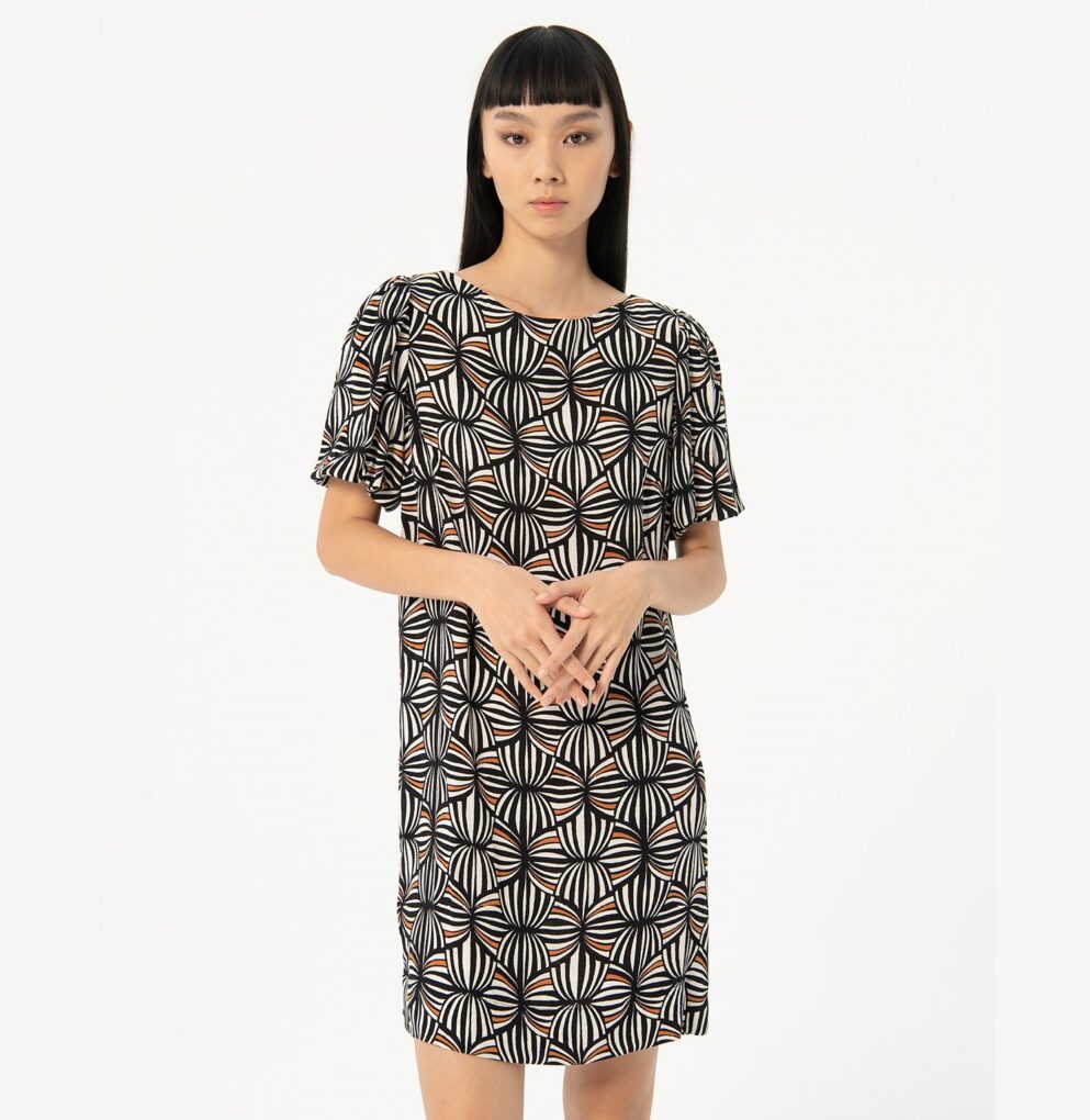 VESTIDO CORTO ESTAMPADO NEGRO SURKANA