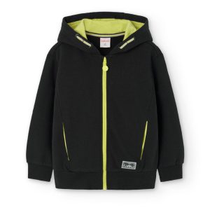 Chaqueta felpa con capucha de niño -BCI NEGRO