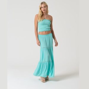 FALDA LARGA VISCOSA TURQUESA SURKANA