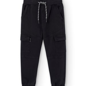 Pantalón sarga elástica de niño NEGRO