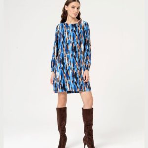 VESTIDO RECTO ESTAMPADO AZUL SURKANA