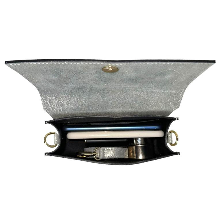 Bolso Bandolera de Piel con Asa Larga Moldeable y Efecto Brillante Mujer - Imagen 9