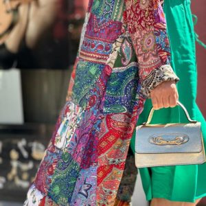 Bolso de Mano en Piel con Efecto Brillante y Asa de Cadena para Mujer