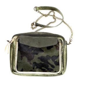 Bolso Bandolera de Piel con Diseño Animal Print y Cremallera para Mujer