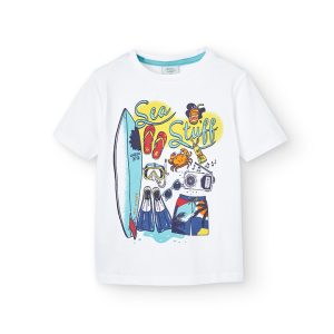 Camiseta punto manga corta de niño BLANCO