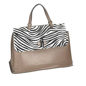 Bolso de piel artesanal solapa estampada