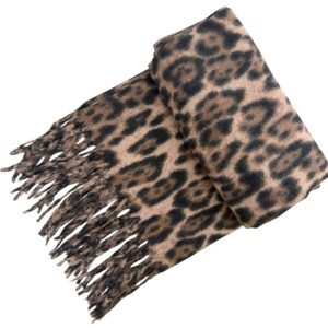 Alegre Bufanda de Lana con Diseño Animal Print, Flecos Decorativos y Bonito Estilo para Mujer