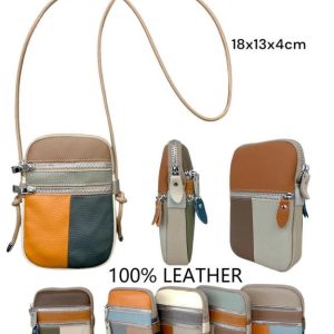 Bolsito Portamovil Multicolor de Piel con Diseño Exclusivo y 3 Bolsillos Exteriores de Mujer