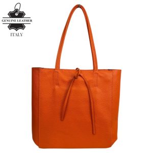 Bolso de Mano en Piel Italiana para Mujer con Asas Cortas, Cierre de Cremallera y Bolsillo Interno