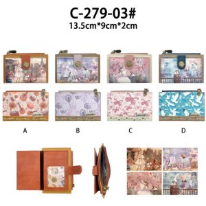 Monedero-Tarjetero con Muñeca Sweet Candy, Caja, Mini Solapa y Cremallera para Mujer