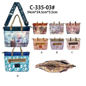 Bolso de Mano Sintético para Mujer con Muñeca Sweet Candy, Asas Cortas y Bolsillos Exteriores