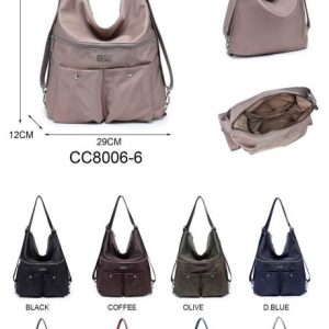 Bolso-Mochila Coveri Collection en Nylon con Multicompartimentos y Gran Capacidad para Mujer