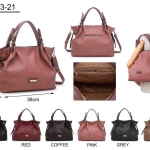 Amplio Bolso de Mano Sintético con Agarres Laterales, Asas Cortas y Tira Bandolera para Mujer