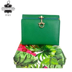 Monedero de Gran Calidad en Piel con Click, Caja e Interior Multicolor para Mujer