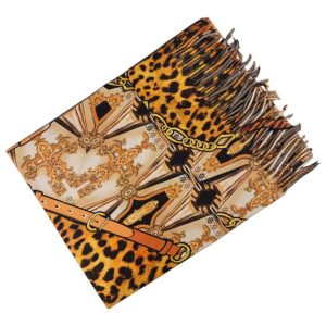 Preciosa Bufanda Reversible de Algodón con Flecos Decorativos y Bonito Diseño para Mujer