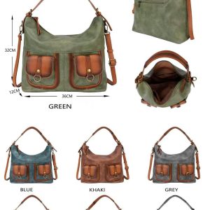 Bolso de Hombro Sintético con 3 Bolsillos Exteriores y Gran Capacidad para Mujer