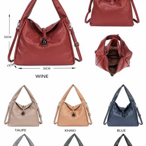 Amplio Bolso de Hombro Sintético Tipo Hobo con Cuerda, Solapa y Cremallera para Mujer