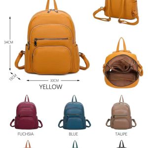 Mochila Sintética de Mujer con Multicompartimentos, Gran Capacidad y Cierre de Cremallera