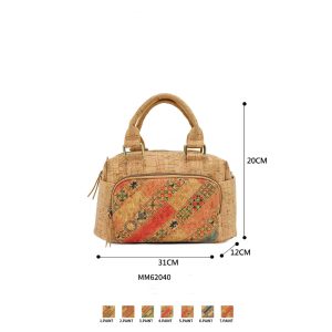 Bolso de Viaje Ecológico en Corcho para Mujer con Bolsillo Frontal y Asas Cortas