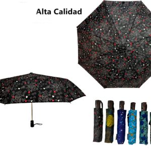 Paraguas de Alta Calidad con Diseño Colorido, Mango Antideslizante y Funda para Mujer