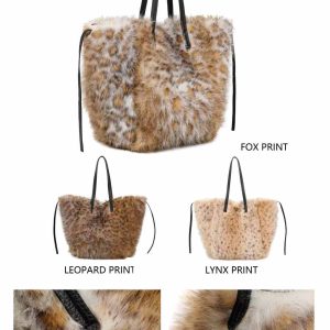 Amplio Bolso de Pelo Sintético y Reversible con Cierre de Imán y Neceser Extra para Mujer