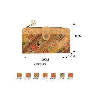 Alegre Cartera Ecológica de Corcho para Mujer con Mini Solapa de Botón y Cremallera