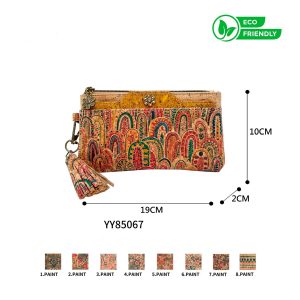 Cartera de Corcho para Mujer con Espacio para Tarjetas y Flecos Decorativos