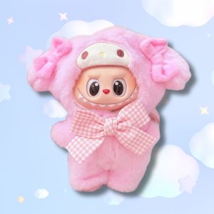 Peluche Labubu × Sanrio My Melody (17 cm) – Edición Kawaii Rosa Dulce de Colección