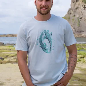Camiseta orgánica azul hielo unisex PECES