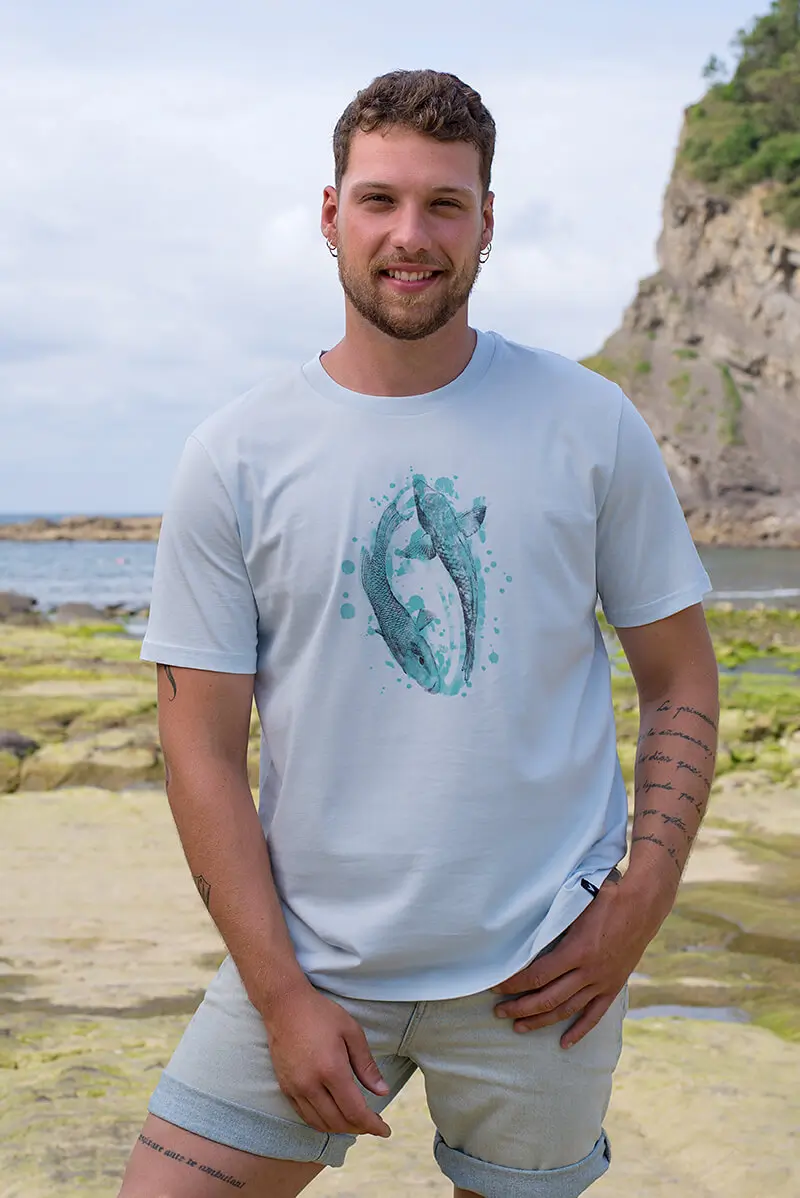 Camiseta orgánica azul hielo unisex PECES